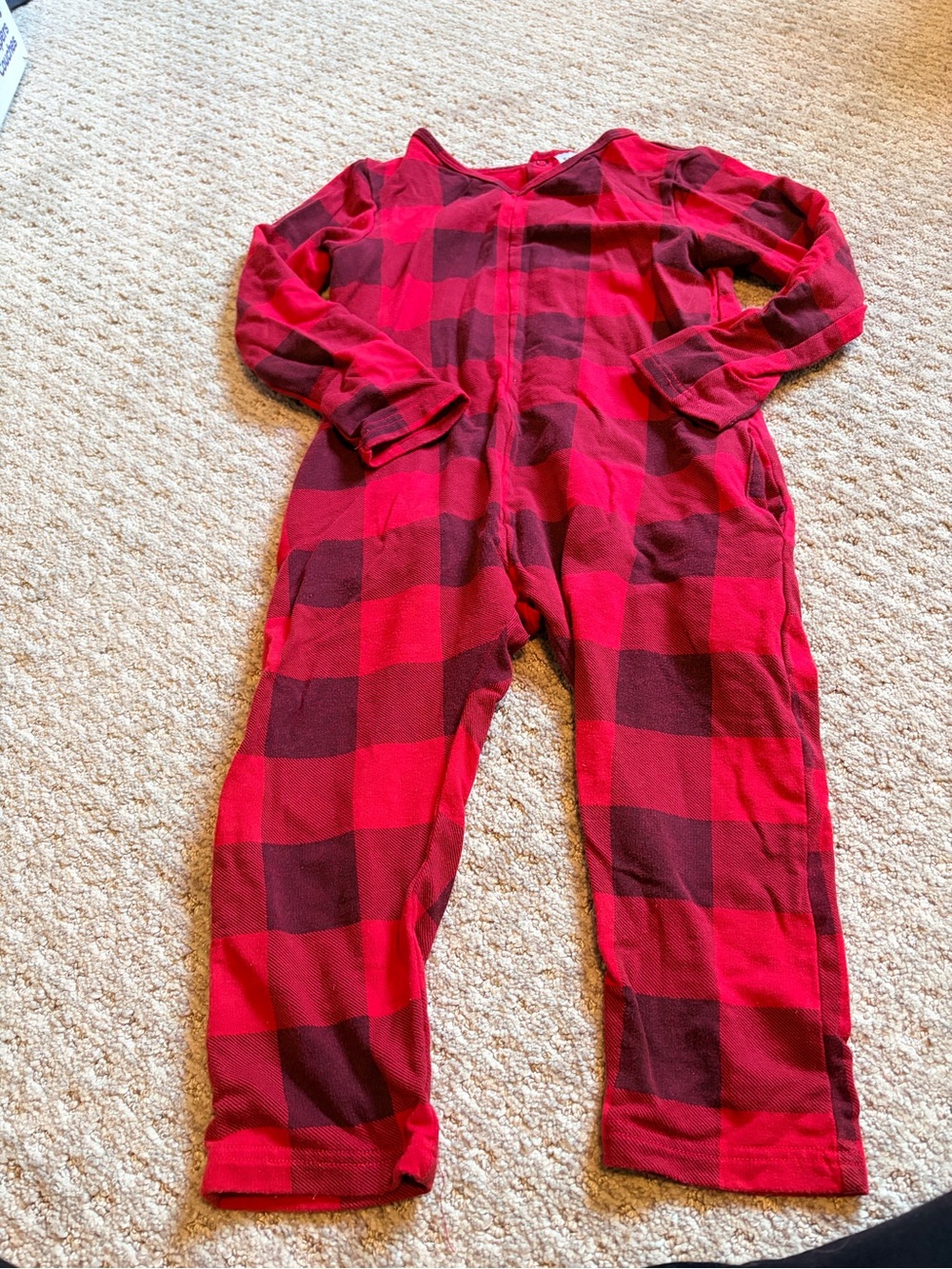 Smash + Tess Red and Dark Red Plaid Kids One-Piece Footie